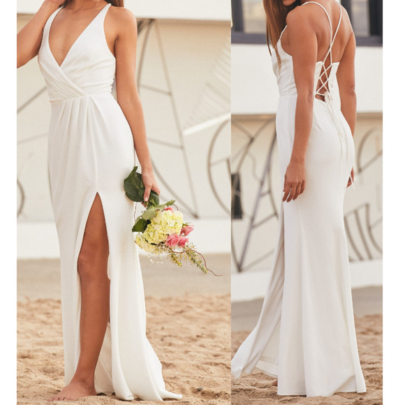 Lulu's Elegant White Maxi Dress - Picture 1 of 11